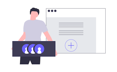 Students and school software illustration