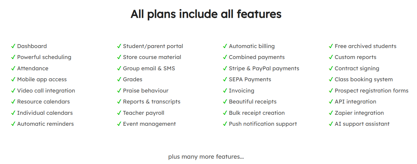 Teach 'n Go pricing page showing student count tiers with dropdown selector