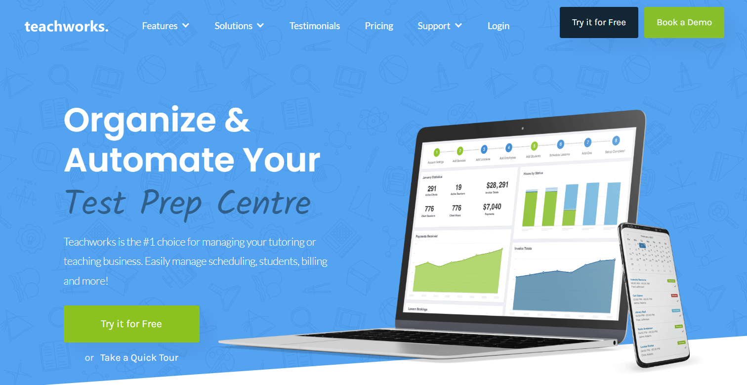 Teachworks homepage screenshot