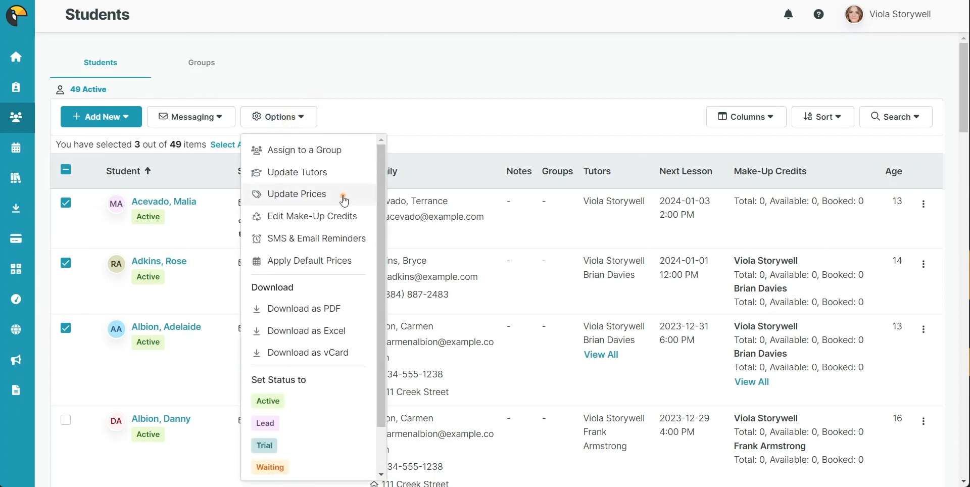 TutorBird multi-tutor management example