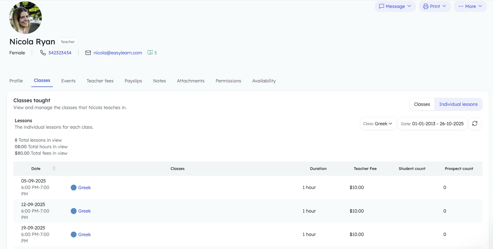Teach 'n Go multi-tutor management example
