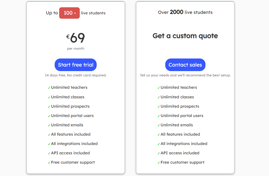 Teach 'n Go pricing page screenshot