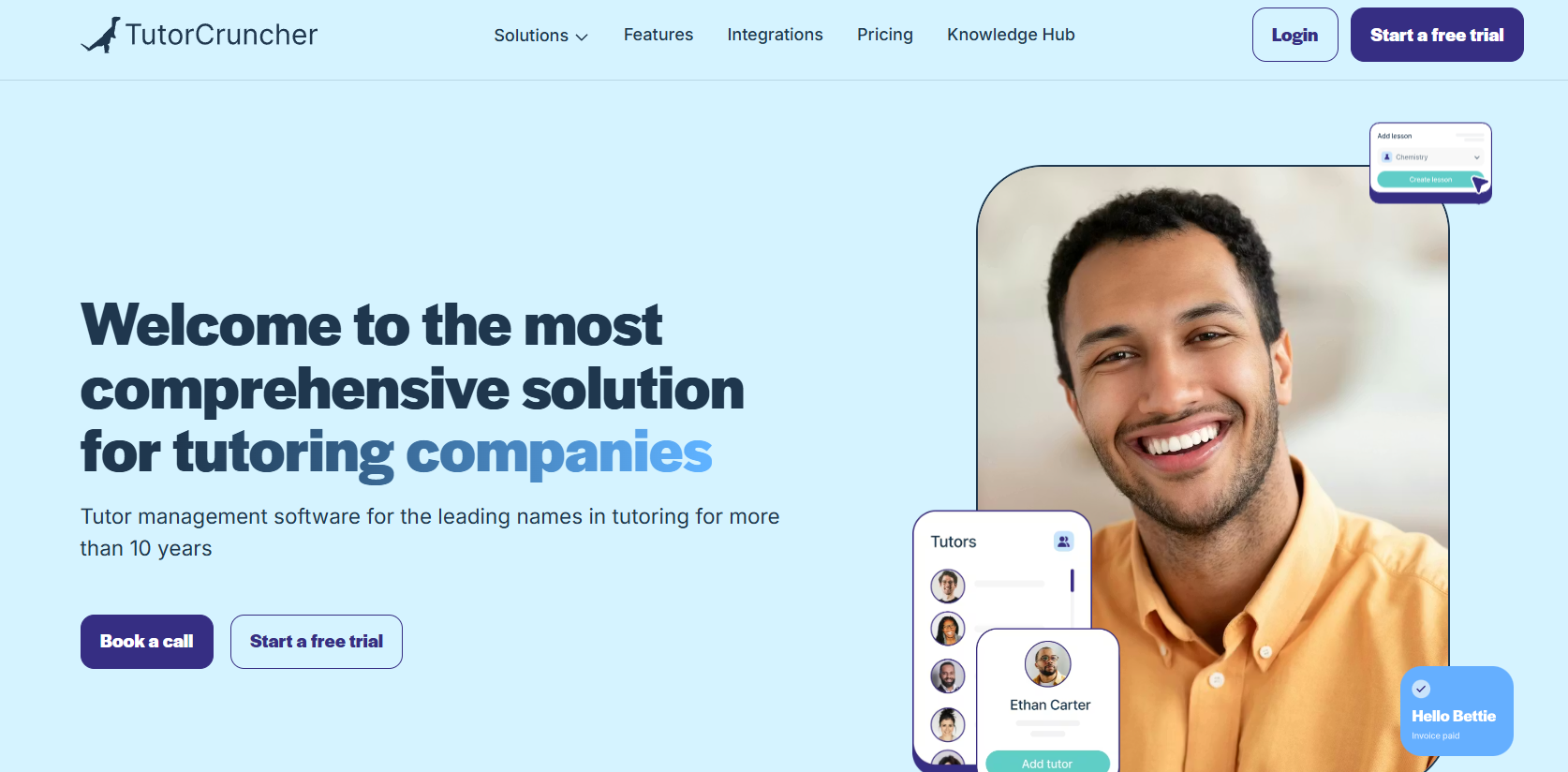 TutorCruncher homepage screenshot