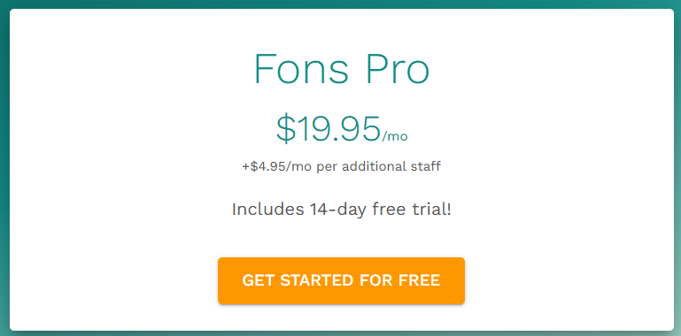 Fons pricing screenshot