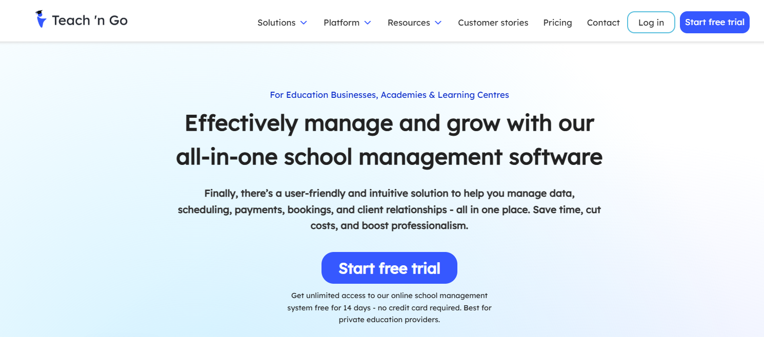 Teach 'n Go homepage