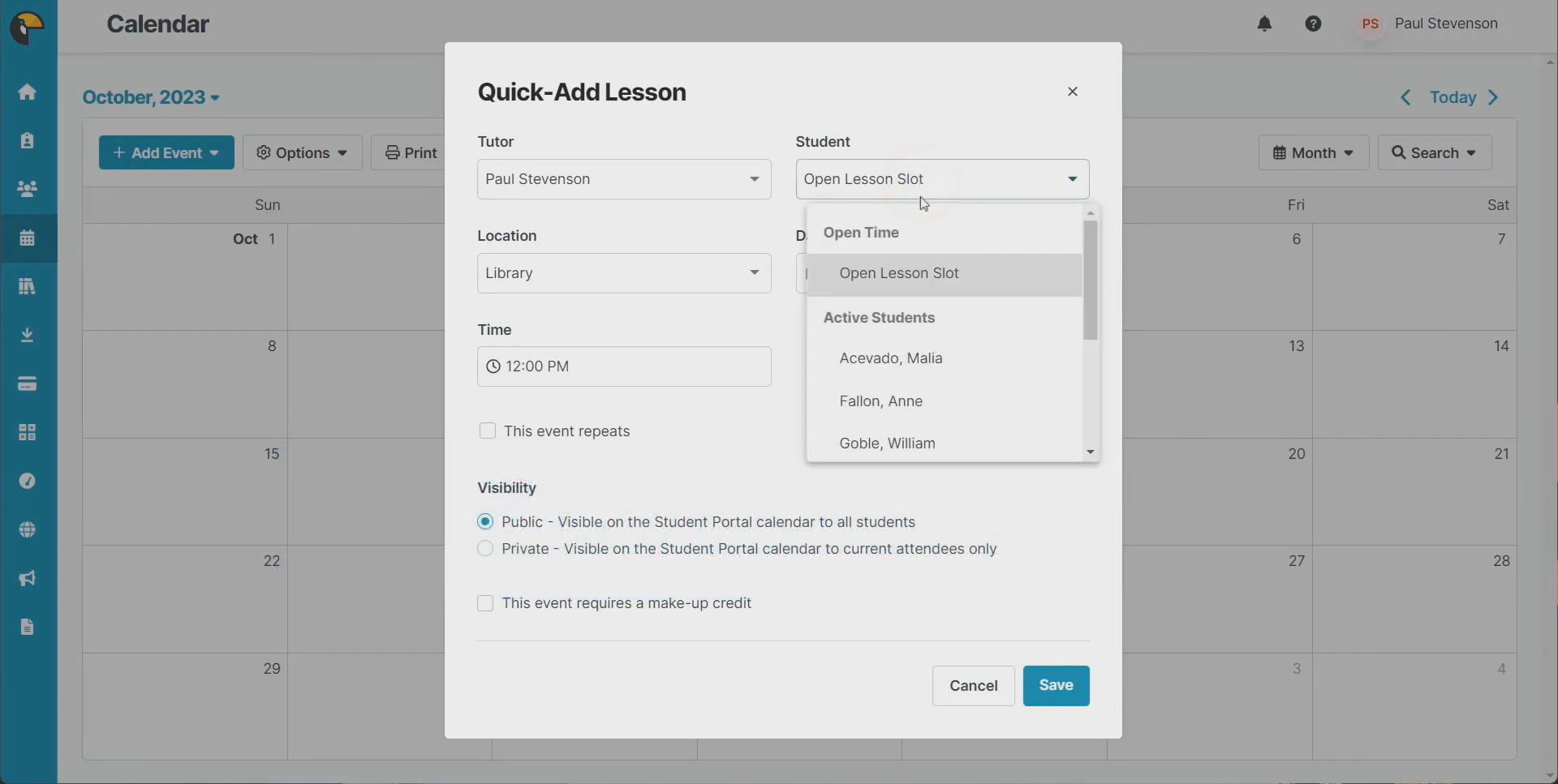 TutorBird calendar scheduling