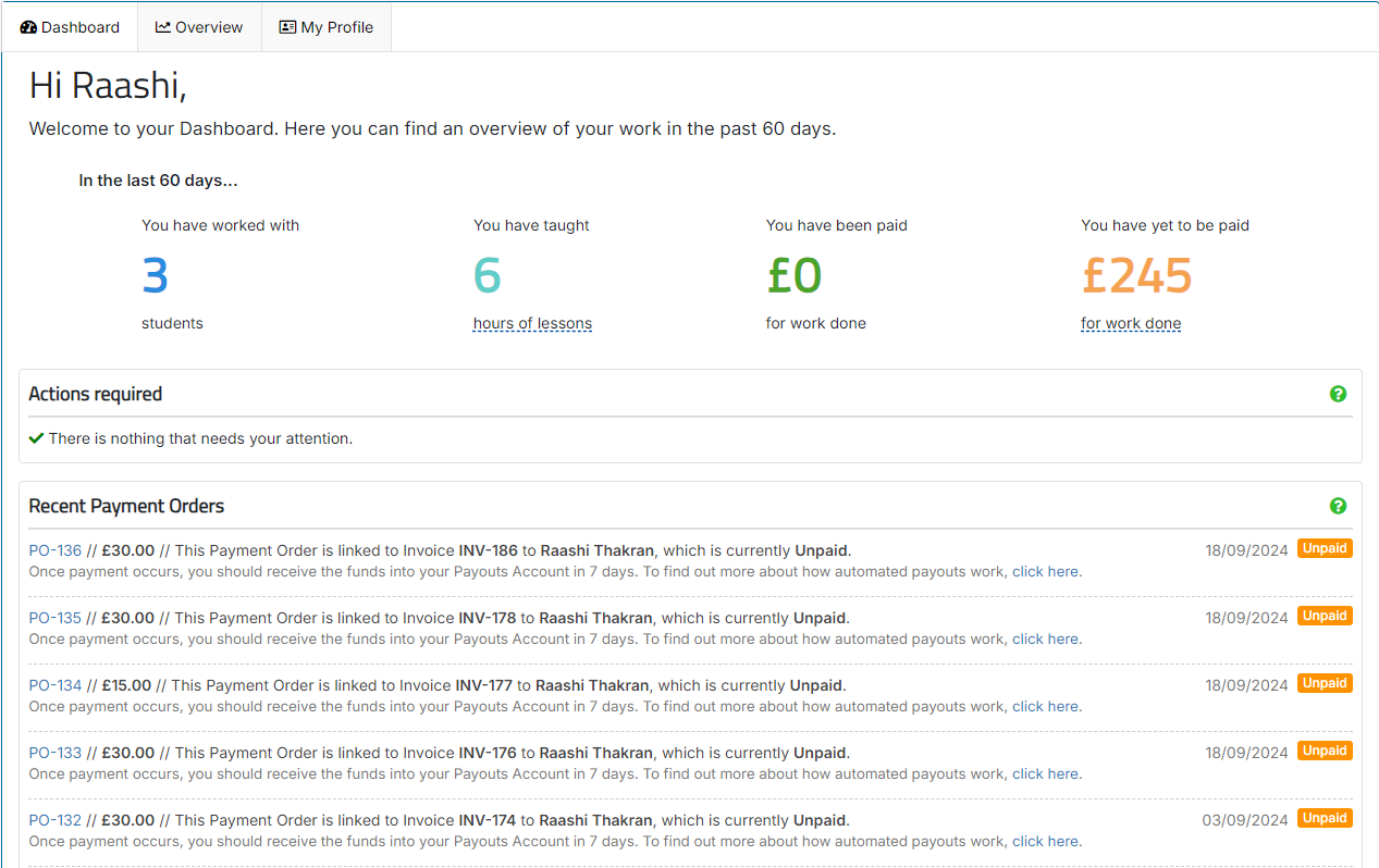 TutorCruncher tutor portal screenshot
