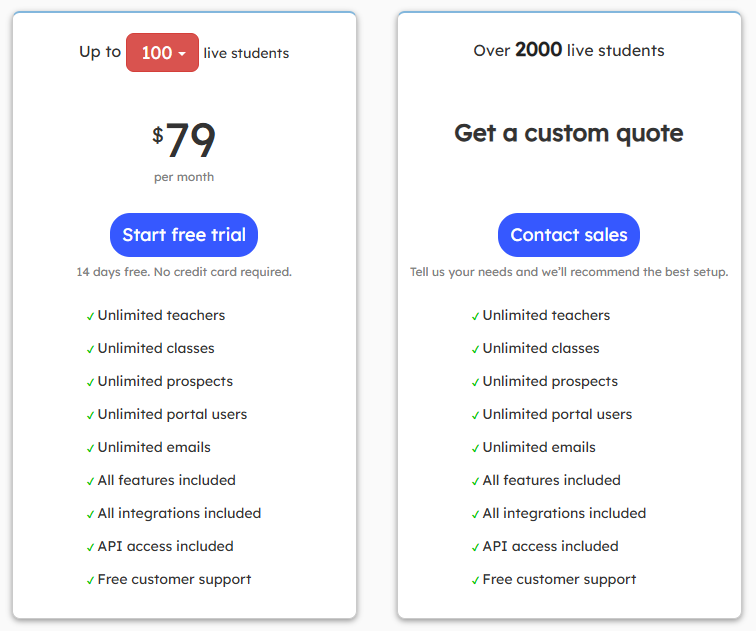 Teach 'n Go pricing screenshot