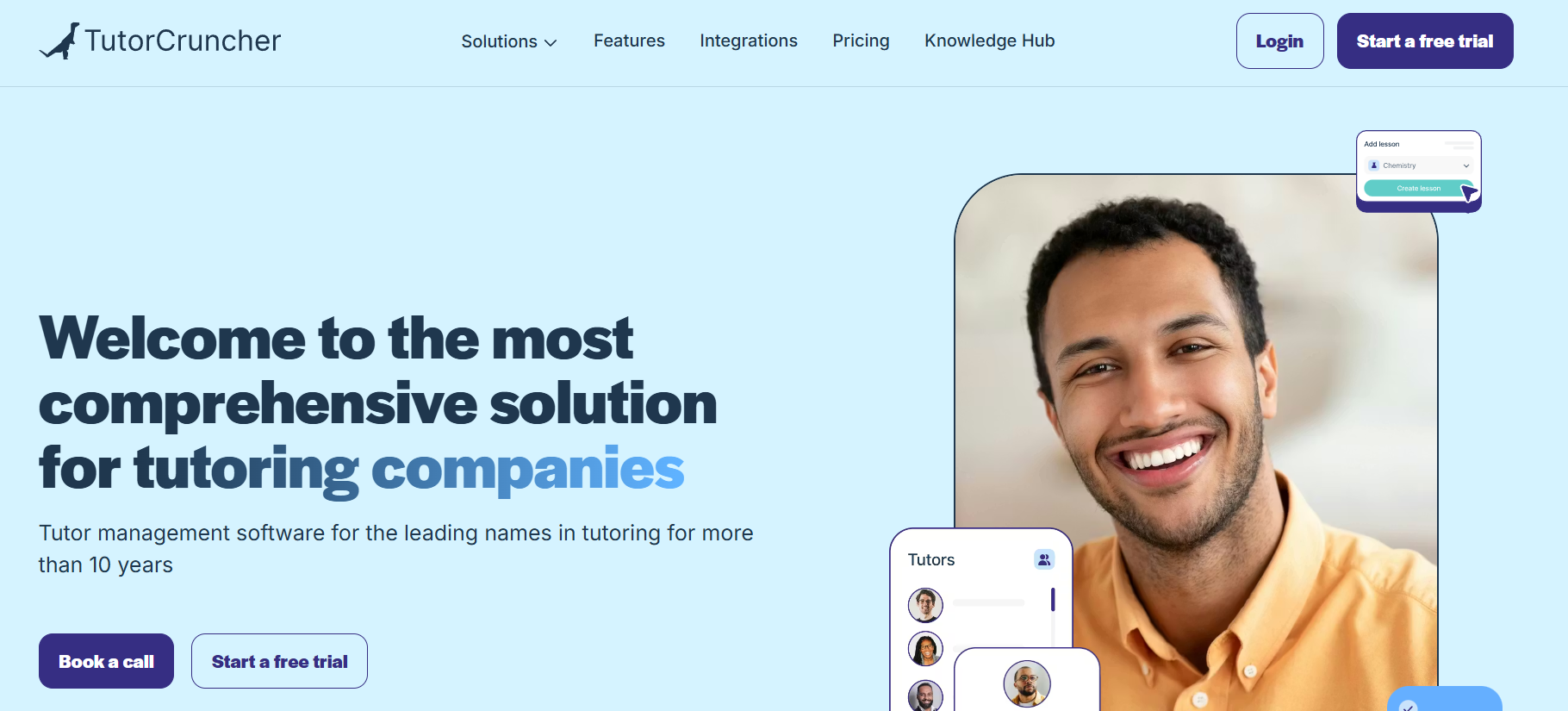 TutorCruncher homepage screenshot